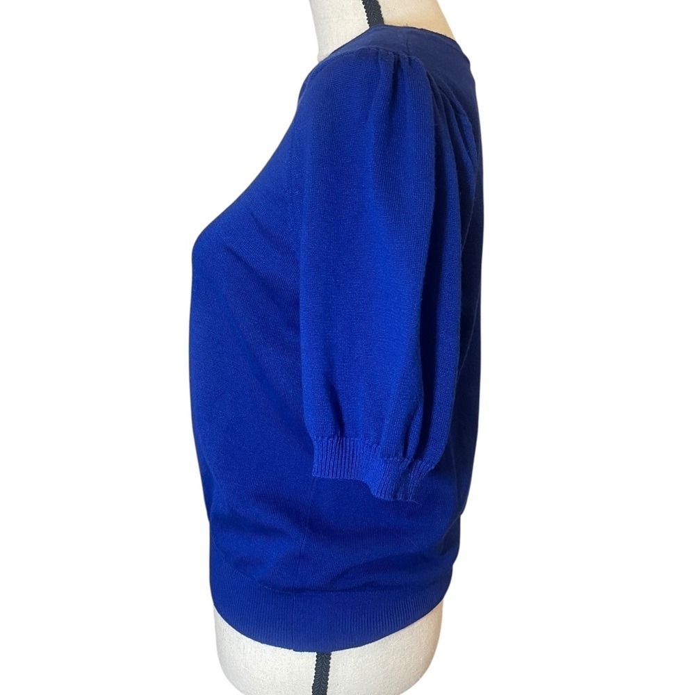 Lobster embellished puff sleeve sweater short sleeve royal blue preppy coastal - Picture 4 of 11